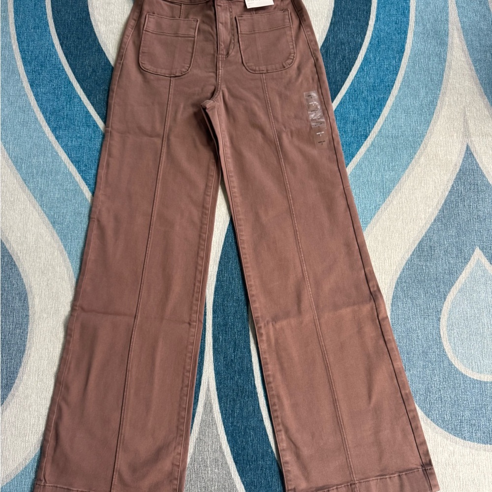 Lauren Conrad Brown Patch Pocket Wide-Leg Pants